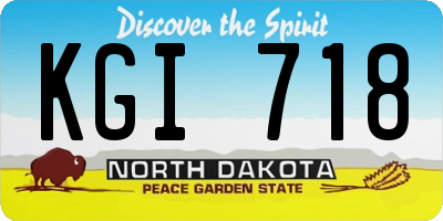 ND license plate KGI718