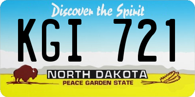 ND license plate KGI721
