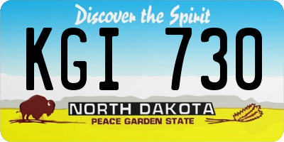 ND license plate KGI730