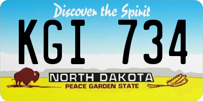 ND license plate KGI734