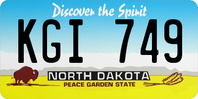 ND license plate KGI749