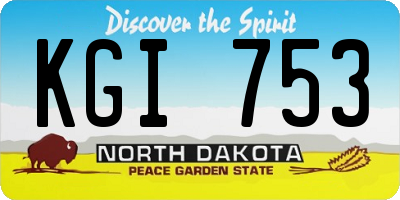 ND license plate KGI753