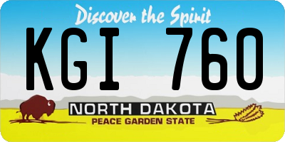 ND license plate KGI760