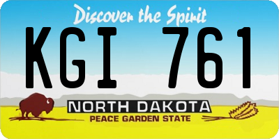 ND license plate KGI761
