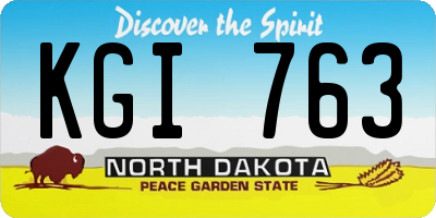 ND license plate KGI763