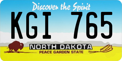 ND license plate KGI765