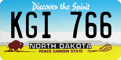 ND license plate KGI766