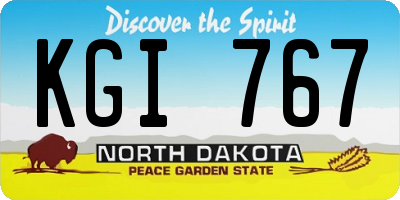 ND license plate KGI767
