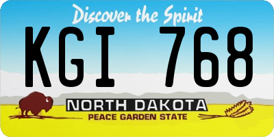 ND license plate KGI768