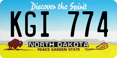 ND license plate KGI774