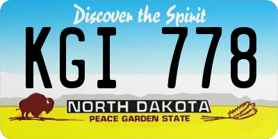 ND license plate KGI778