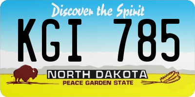 ND license plate KGI785