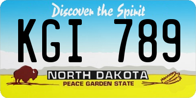 ND license plate KGI789
