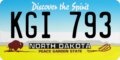 ND license plate KGI793