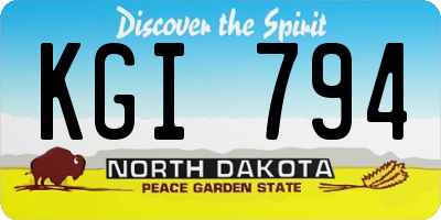 ND license plate KGI794