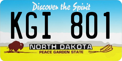 ND license plate KGI801