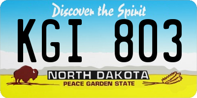 ND license plate KGI803