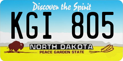 ND license plate KGI805
