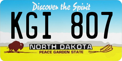 ND license plate KGI807