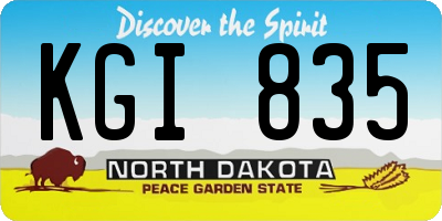 ND license plate KGI835