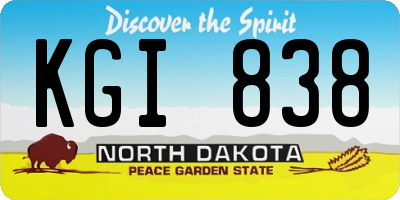 ND license plate KGI838
