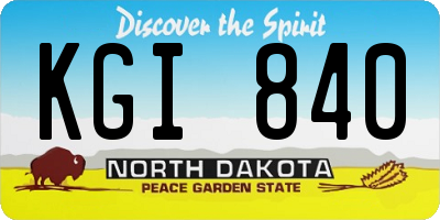 ND license plate KGI840