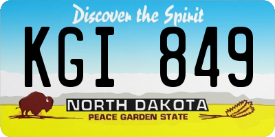 ND license plate KGI849