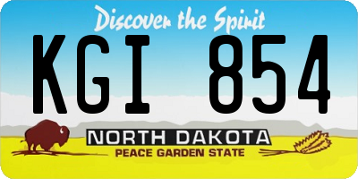 ND license plate KGI854