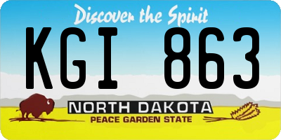ND license plate KGI863
