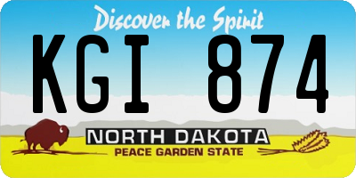 ND license plate KGI874