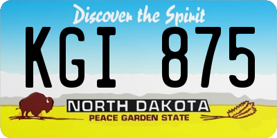 ND license plate KGI875