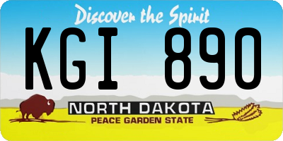 ND license plate KGI890