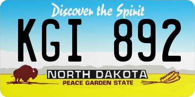 ND license plate KGI892