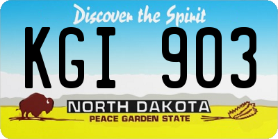 ND license plate KGI903