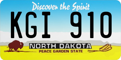 ND license plate KGI910