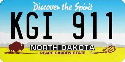 ND license plate KGI911