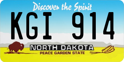 ND license plate KGI914