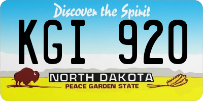 ND license plate KGI920
