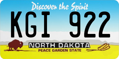 ND license plate KGI922