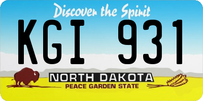 ND license plate KGI931