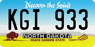 ND license plate KGI933