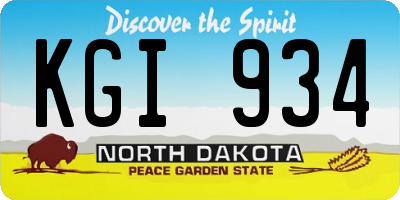 ND license plate KGI934