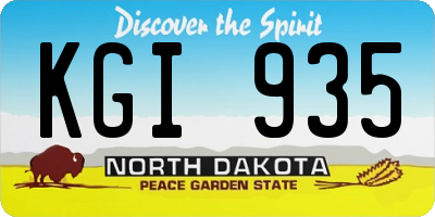 ND license plate KGI935