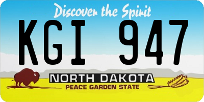 ND license plate KGI947