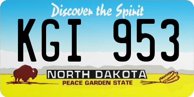 ND license plate KGI953