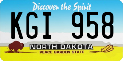 ND license plate KGI958