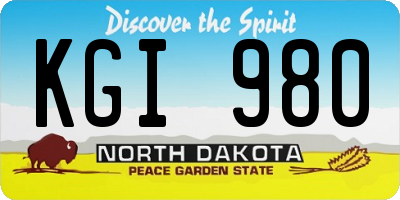 ND license plate KGI980