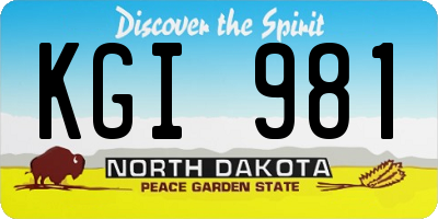 ND license plate KGI981
