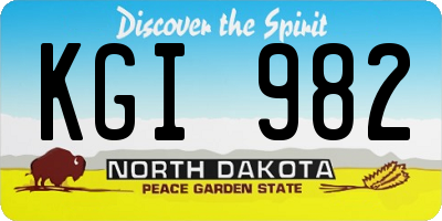 ND license plate KGI982