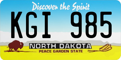 ND license plate KGI985